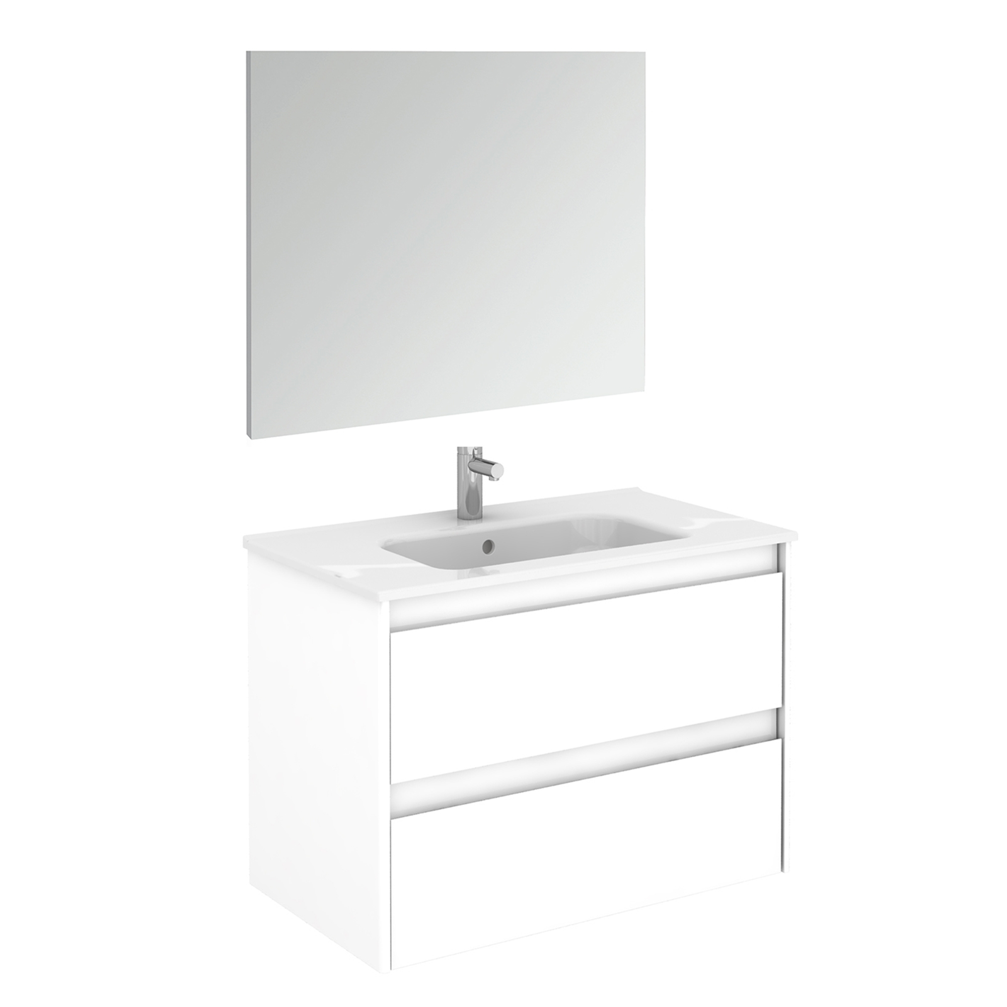 Ambra 80F Pack 1 Gloss White Complete Vanity Unit with Mirror