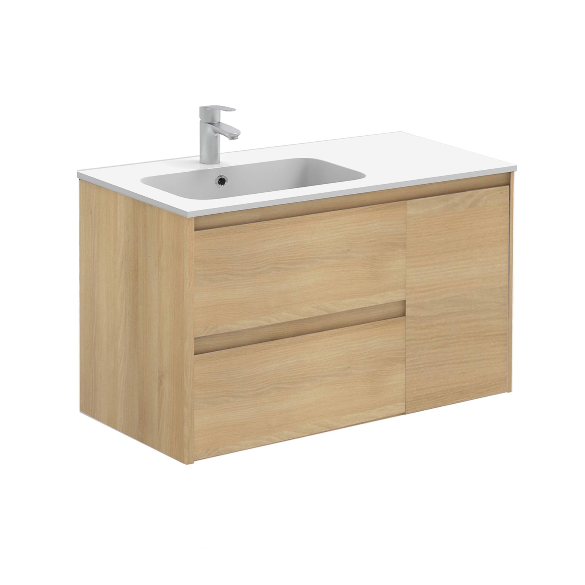 Ambra 90 Complete Vanity Unit in Nordic Oak