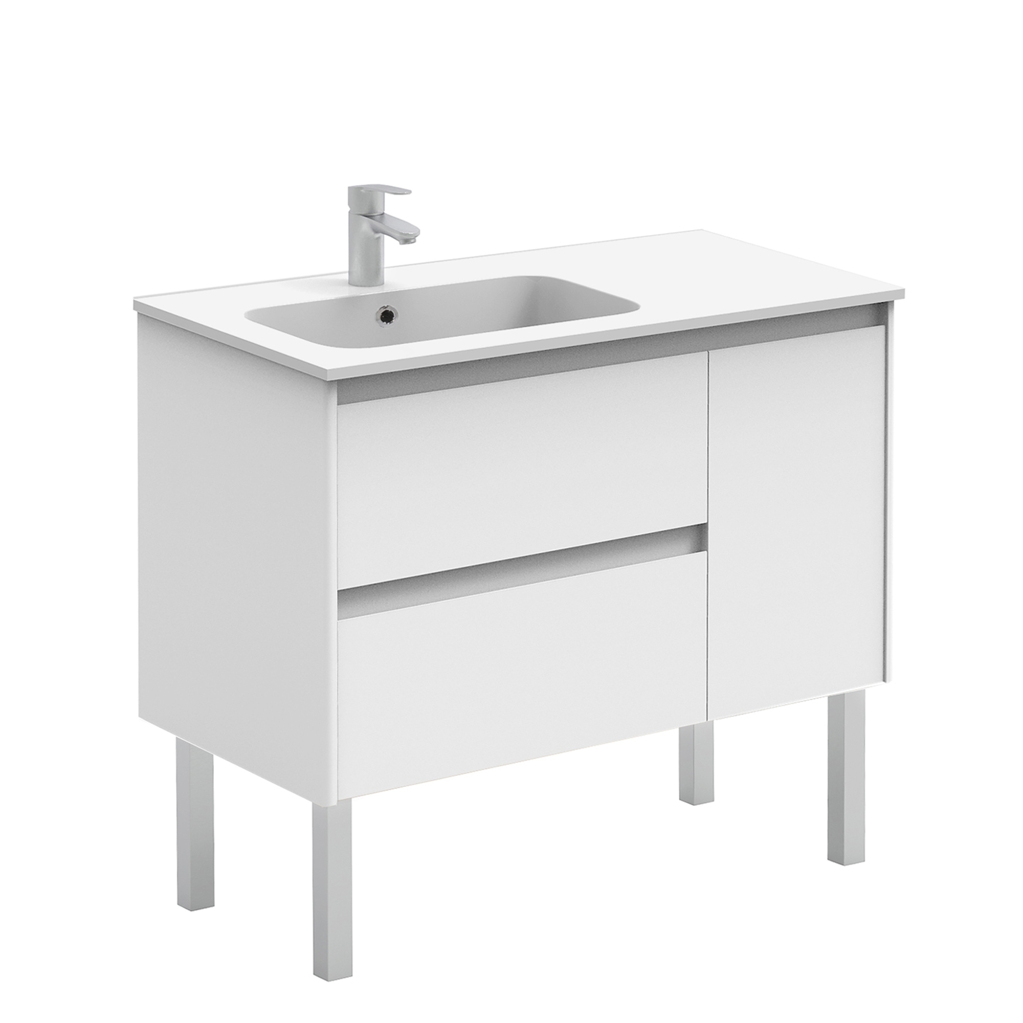 Ambra 90F Complete Vanity Unit in Gloss White