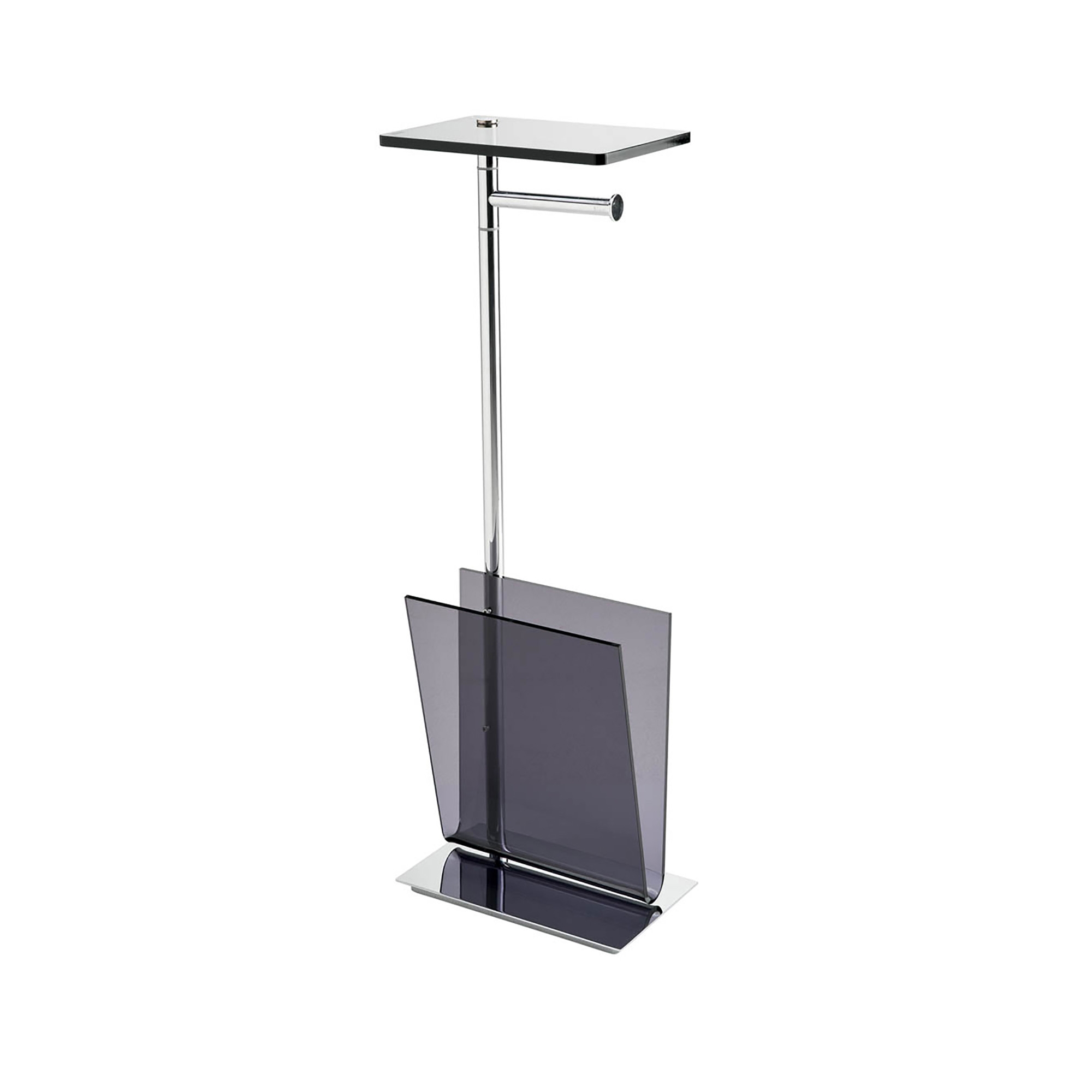 Avenue A57850 Floor Standing Bathroom Accessory Stand in Polished Chrome and Smoke