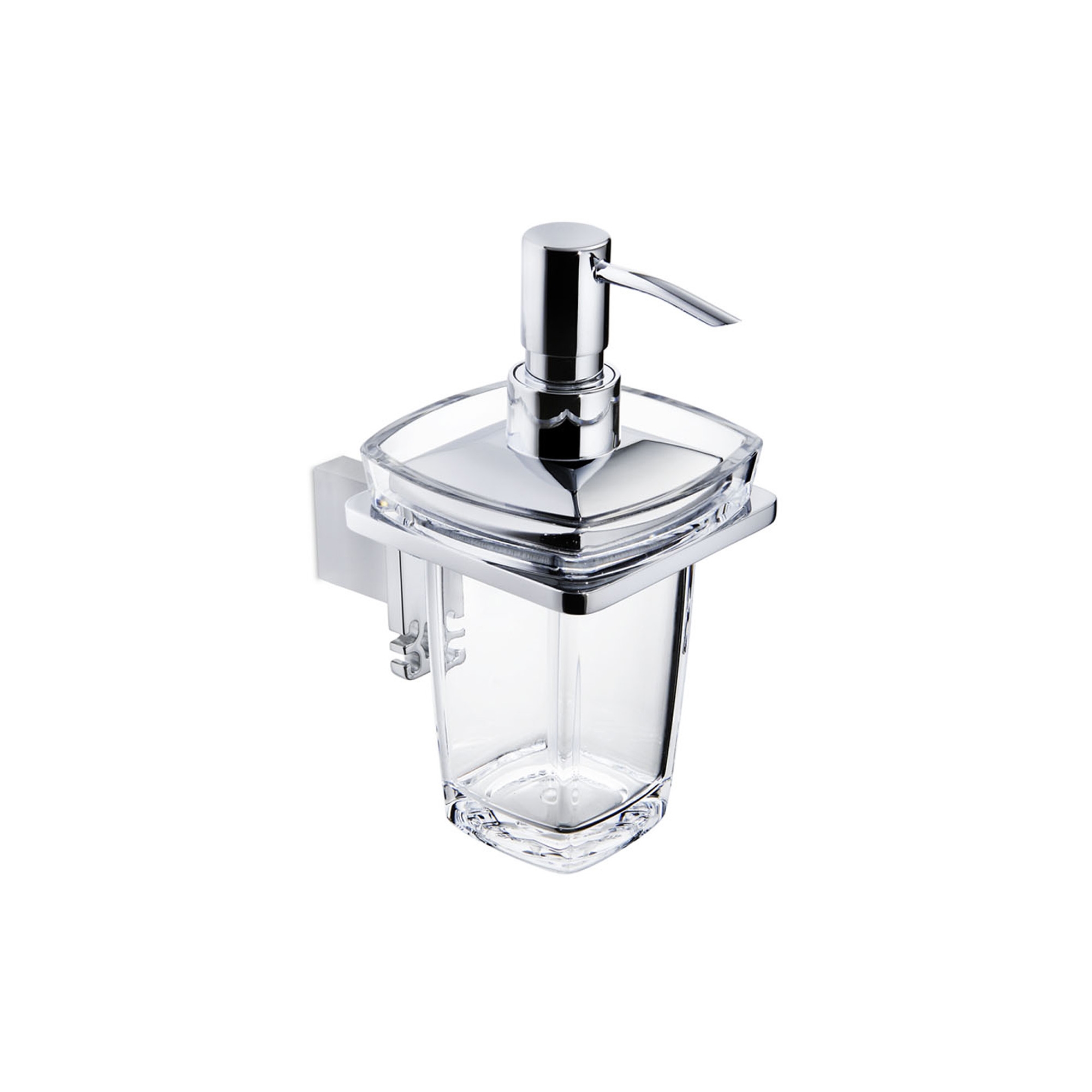 Damasc DM 3201D Polished Chrome Single Holder with Clear Acrylic Soap Dispenser