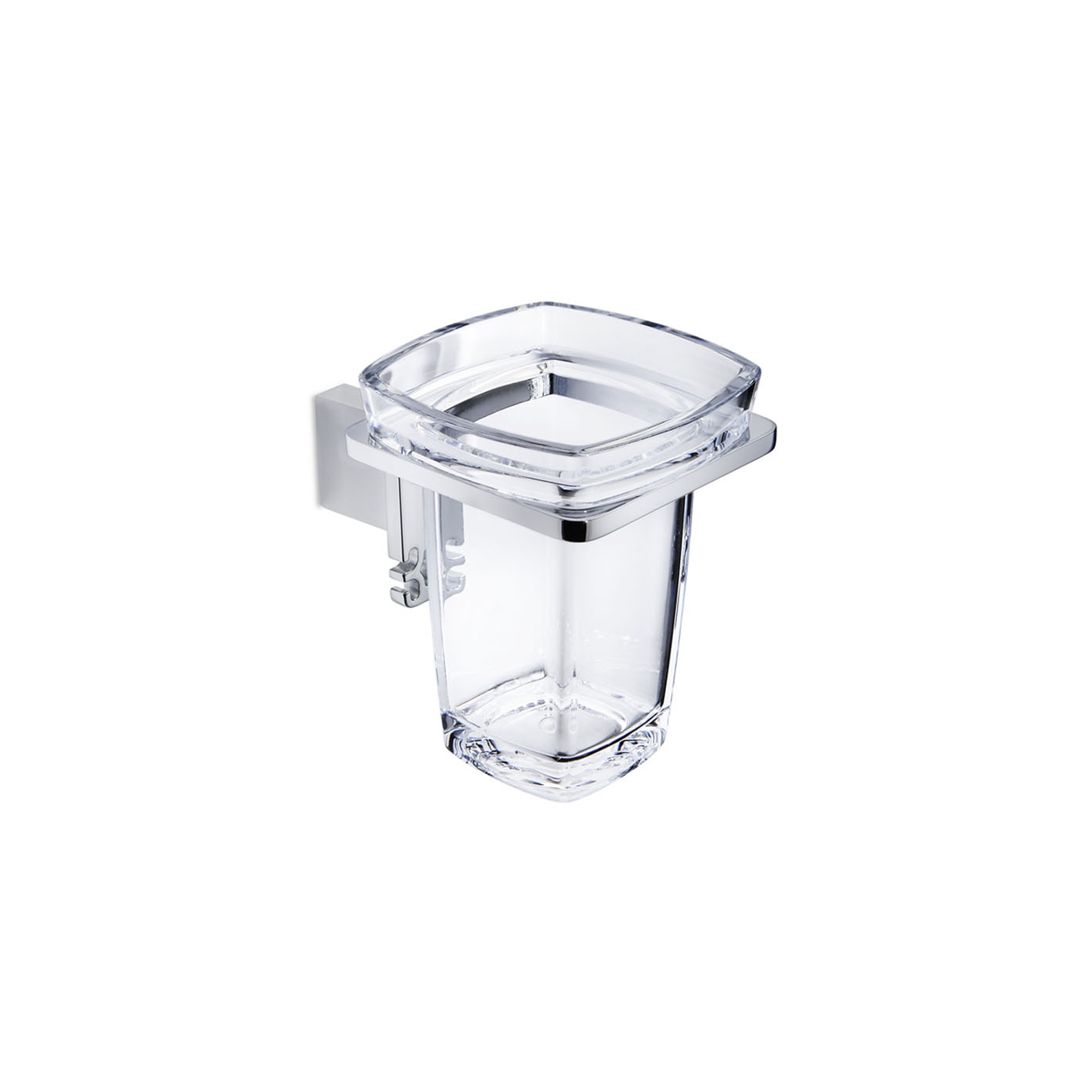 Damasc DM 3202 Polished Chrome Single Holder with Clear Acrylic Tumbler