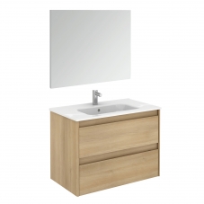 Ambra 80F Pack 1 Nordic Oak Complete Vanity Unit with Mirror