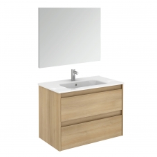 Ambra 80F Pack 1 Nordic Oak Complete Vanity Unit with Mirror