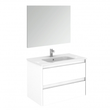 Ambra 80F Pack 1 Gloss White Complete Vanity Unit with Mirror