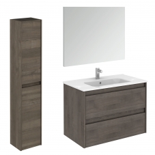 Ambra 80F Pack 2 Samara Ash Complete Vanity Unit with Column and Mirror