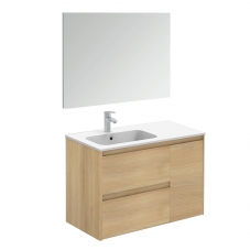 Ambra 90 Pack 1 Nordic Oak Complete Vanity Unit with Mirror