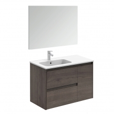 Ambra 90 Pack 1 Samara Ash Complete Vanity Unit with Mirror