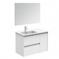 Ambra 90 Pack 1 Gloss White Complete Vanity Unit with Mirror