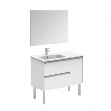 Ambra 90F Pack 1 Gloss White Complete Vanity Unit with Mirror
