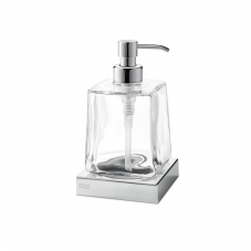 Divo A2012Z Polished Chrome Tabletop Soap Dispenser Holder with Clear Glass Soap Dispenser