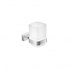 Lea A19100 Polished Chrome Single Holder with Frosted Glass Tumbler