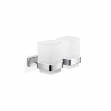 Lea A1910F Polished Chrome Double Holder with Frosted Glass Tumblers