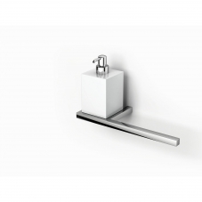 Luna LU 3291 Polished Chrome Towel Holder and Soap Dispenser in Ceramic White