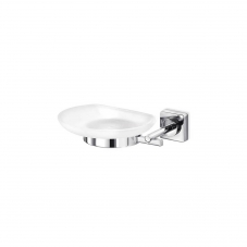 Quadro A16110 Polished Chrome Single Holder with Frosted Glass Soap Dish