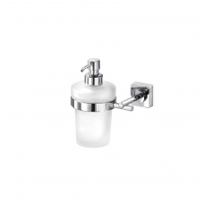 Quadro A16120 Polished Chrome Single Holder with Frosted Glass Soap Dispenser