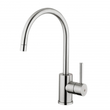 Steel 180 one handle single hole kitchen faucet in stainless steel